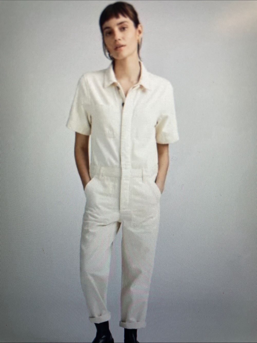 Everlane Women's white Short-Sleeve Utility Jumpsuit- almost new